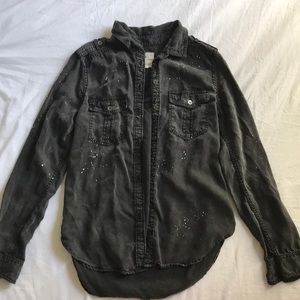 NWOT Black and paint speckled shirt